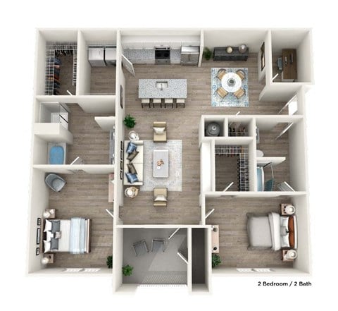 Floor plan for 2 beds, 2 baths, 1710 sqft